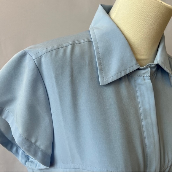 NANETTE LEPORE DRESS LT BLUE 8 ZIP FRONT SPORTY RETRO COASTAL GRANDMA CASUAL - Picture 7 of 12